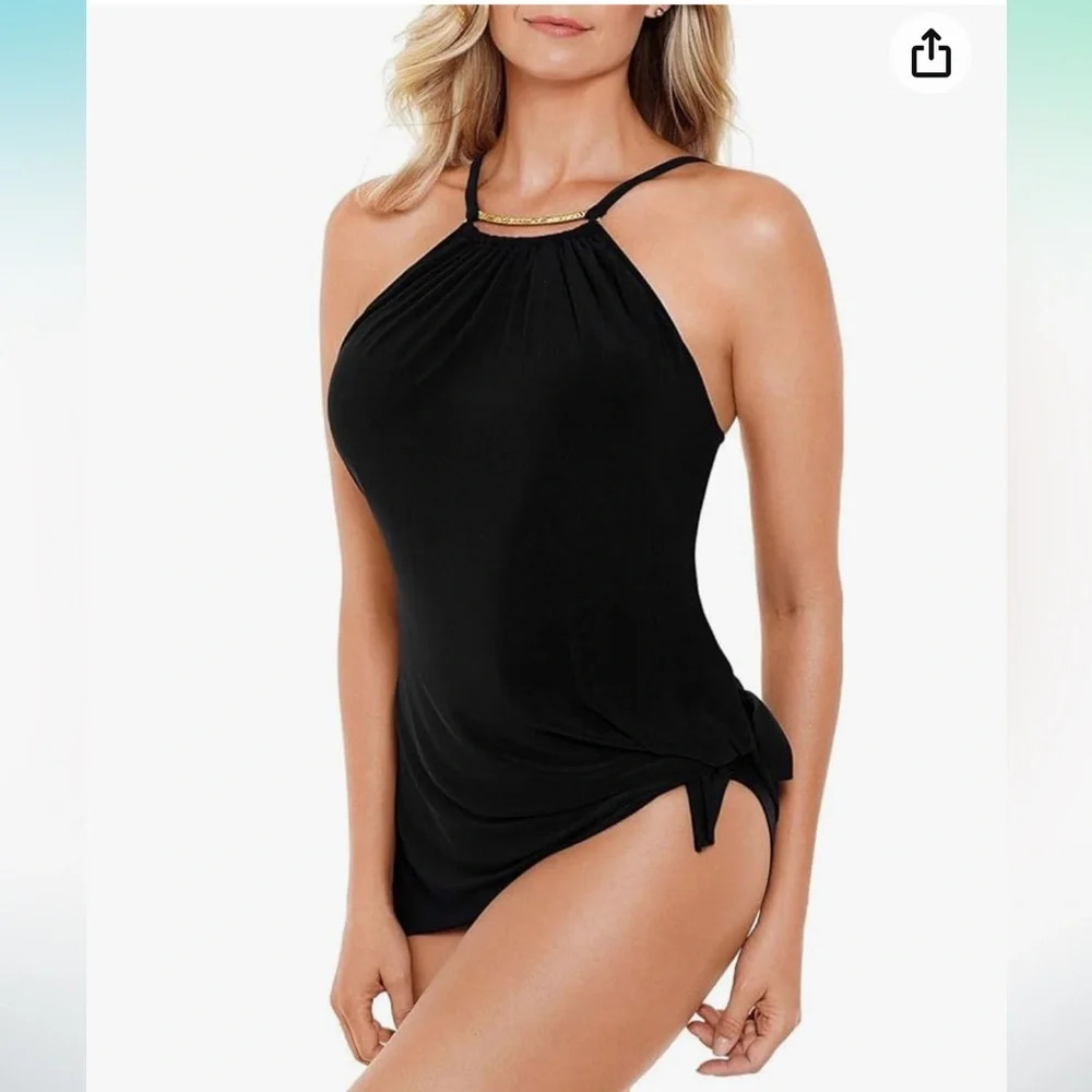 MagicSuit Women's Black Swimwear Parker Tummy Control Swim Dress. Size 12.